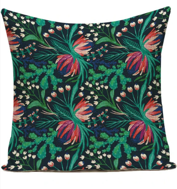 HKM-387539 Ink Painting Floral Cushion Cover - Peach Skin Fabric, 45x45 cm