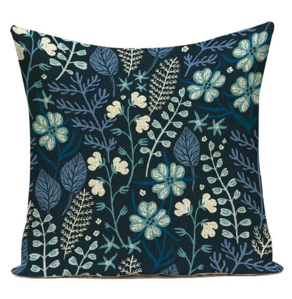 HKM-387539 Ink Painting Floral Cushion Cover - Peach Skin Fabric, 45x45 cm