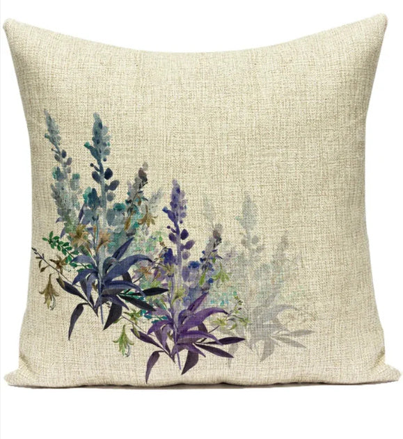 HKM-387539 Ink Painting Floral Cushion Cover - Peach Skin Fabric, 45x45 cm