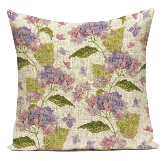 HKM-387539 Ink Painting Floral Cushion Cover - Peach Skin Fabric, 45x45 cm