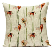 HKM-387539 Ink Painting Floral Cushion Cover - Peach Skin Fabric, 45x45 cm