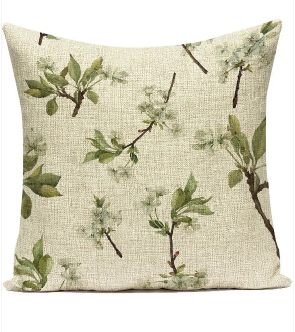 HKM-387539 Ink Painting Floral Cushion Cover - Peach Skin Fabric, 45x45 cm