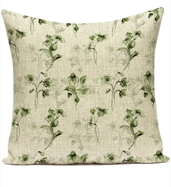 HKM-387539 Ink Painting Floral Cushion Cover - Peach Skin Fabric, 45x45 cm