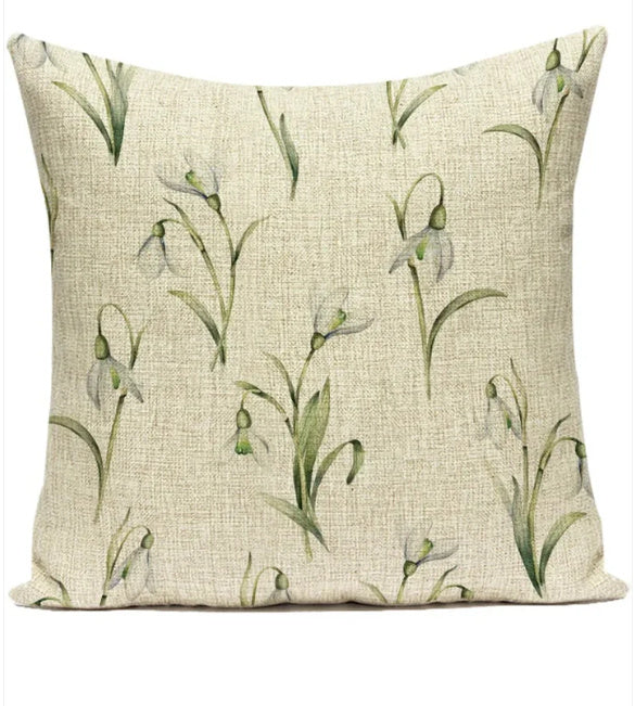 HKM-387539 Ink Painting Floral Cushion Cover - Peach Skin Fabric, 45x45 cm