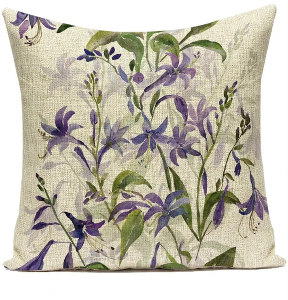 HKM-387539 Ink Painting Floral Cushion Cover - Peach Skin Fabric, 45x45 cm