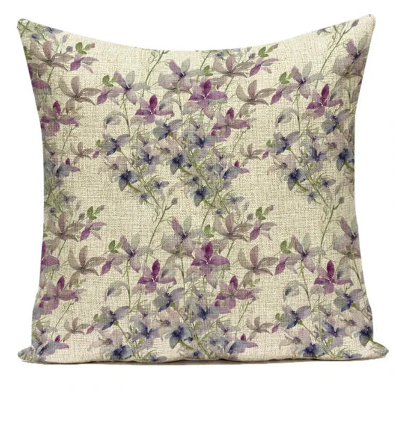 HKM-387539 Ink Painting Floral Cushion Cover - Peach Skin Fabric, 45x45 cm