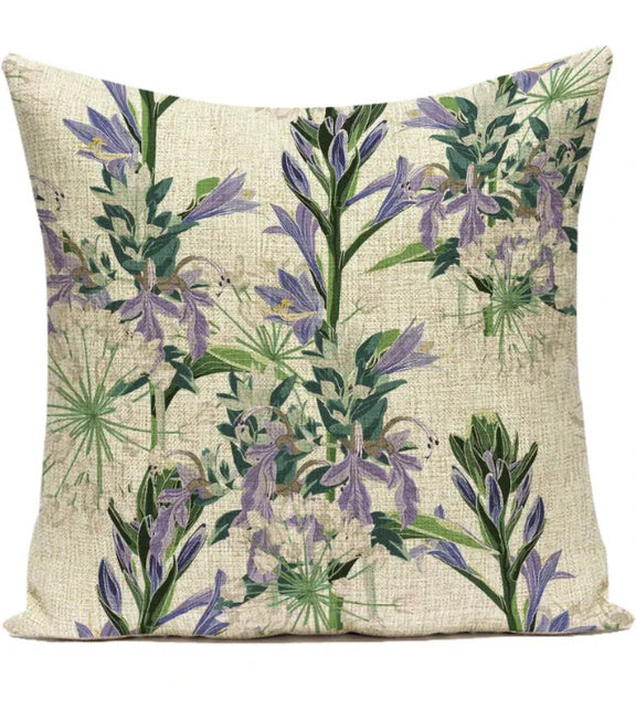 HKM-387539 Ink Painting Floral Cushion Cover - Peach Skin Fabric, 45x45 cm