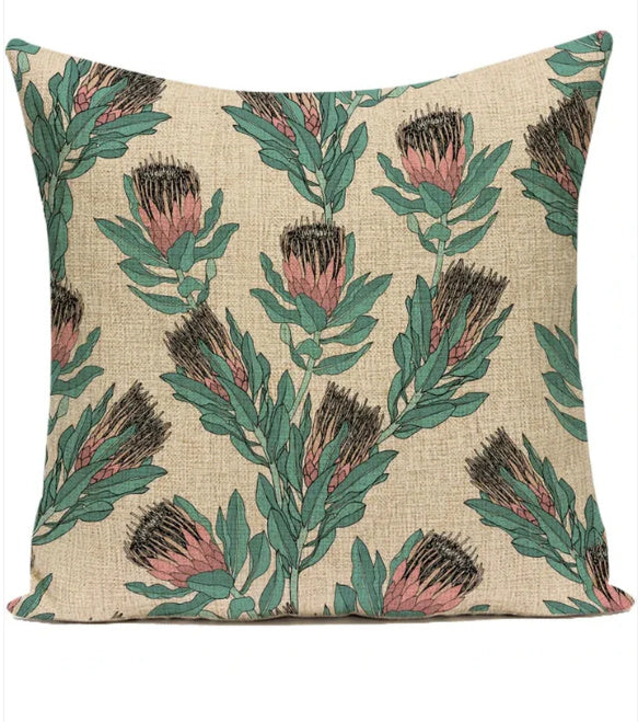 HKM-387539 Ink Painting Floral Cushion Cover - Peach Skin Fabric, 45x45 cm