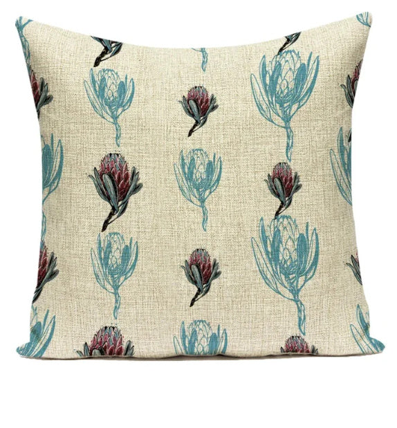 HKM-387539 Ink Painting Floral Cushion Cover - Peach Skin Fabric, 45x45 cm