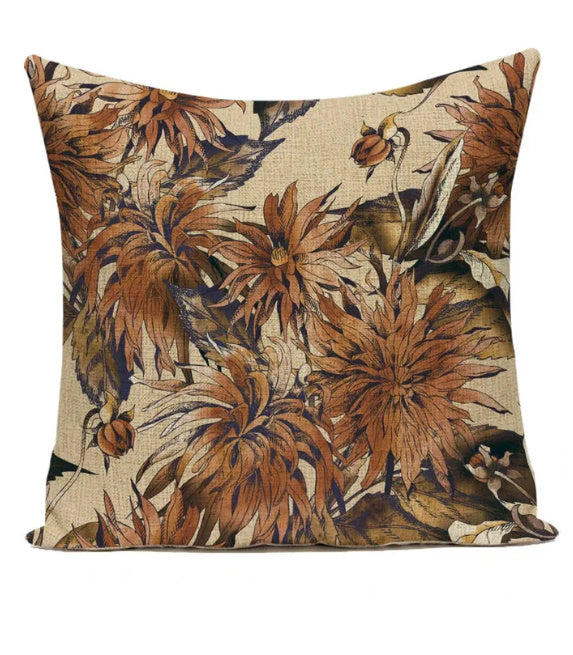 HKM-387539 Ink Painting Floral Cushion Cover - Peach Skin Fabric, 45x45 cm