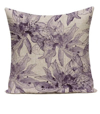 HKM-387539 Ink Painting Floral Cushion Cover - Peach Skin Fabric, 45x45 cm