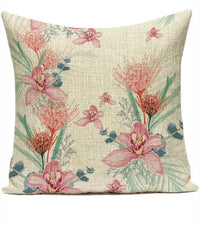 HKM-387539 Ink Painting Floral Cushion Cover - Peach Skin Fabric, 45x45 cm