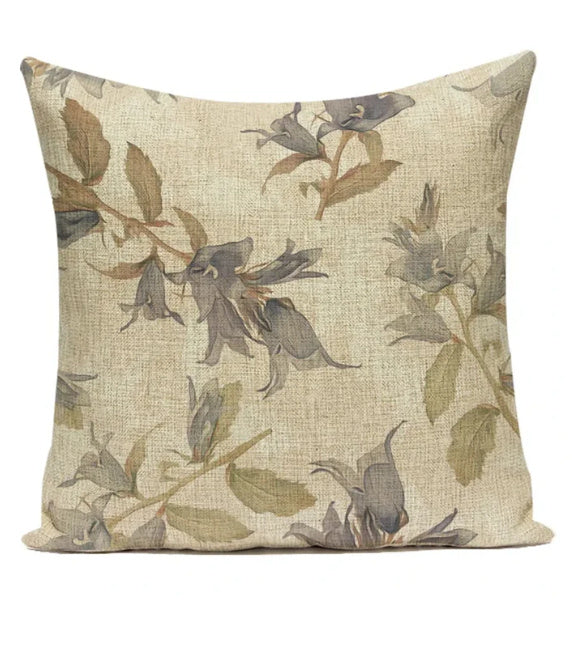 HKM-387539 Ink Painting Floral Cushion Cover - Peach Skin Fabric, 45x45 cm