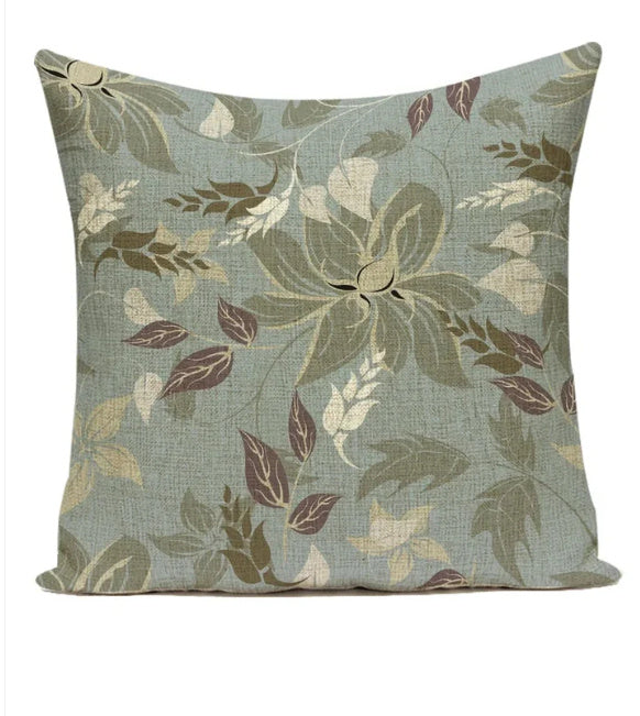 HKM-387539 Ink Painting Floral Cushion Cover - Peach Skin Fabric, 45x45 cm