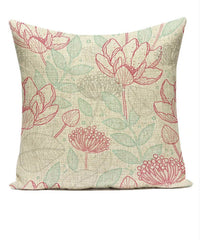 HKM-387539 Ink Painting Floral Cushion Cover - Peach Skin Fabric, 45x45 cm
