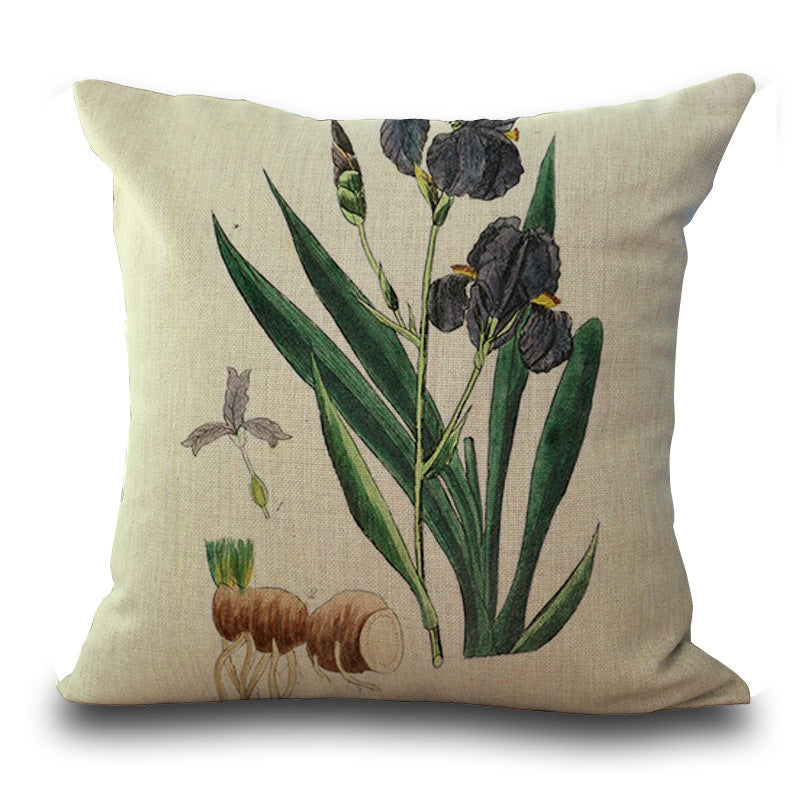 HKM-387539 Ink Painting Floral Cushion Cover - Peach Skin Fabric, 45x45 cm