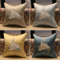 HKM-387731 Crane Pattern Polyester Cushion Cover for Home Decor - Various Sizes Available