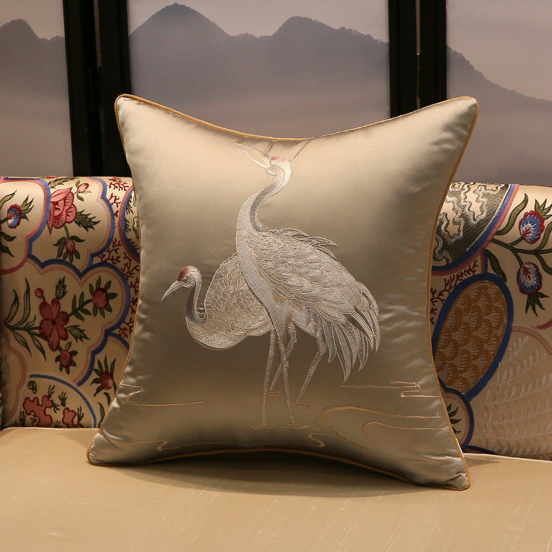 HKM-387731 Crane Pattern Polyester Cushion Cover for Home Decor - Various Sizes Available