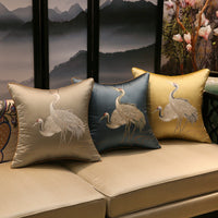 HKM-387731 Crane Pattern Polyester Cushion Cover for Home Decor - Various Sizes Available