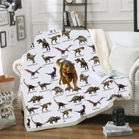 HKM-387731 Winter Cotton Velvet Dinosaur Blanket, Soft Polyester Fiber, 130x150cm & 150x200cm Options, Cartoon Animation Design