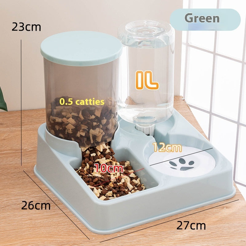 HKM-387923 Automatic Pet Feeder with Integrated Water Dispenser and Double Bowl System for Cats and Dogs