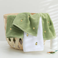 HKM-387987 Embroidered Pure Cotton Towels Set - Avocado & Banana Colors, 4-Piece Collection