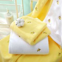 HKM-387987 Embroidered Pure Cotton Towels Set - Avocado & Banana Colors, 4-Piece Collection
