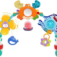 HKM-388051 Adjustable Cartoon Crib Play Gym with Musical & Flashing Hanging Toys for Stroller and Car Seat