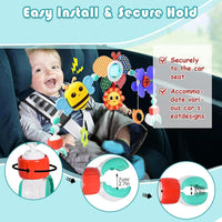 HKM-388051 Adjustable Cartoon Crib Play Gym with Musical & Flashing Hanging Toys for Stroller and Car Seat