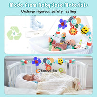 HKM-388051 Adjustable Cartoon Crib Play Gym with Musical & Flashing Hanging Toys for Stroller and Car Seat