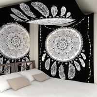 HKM-388115 Lotus Mandala Catcher Tapestry - 150x150cm, 100% Polyester, Vibrant Print Design