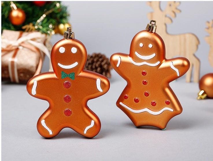HKM-388179 Christmas Ornaments Set - Reindeer, Gingerbread Man, and Bear Charms in Various Colors