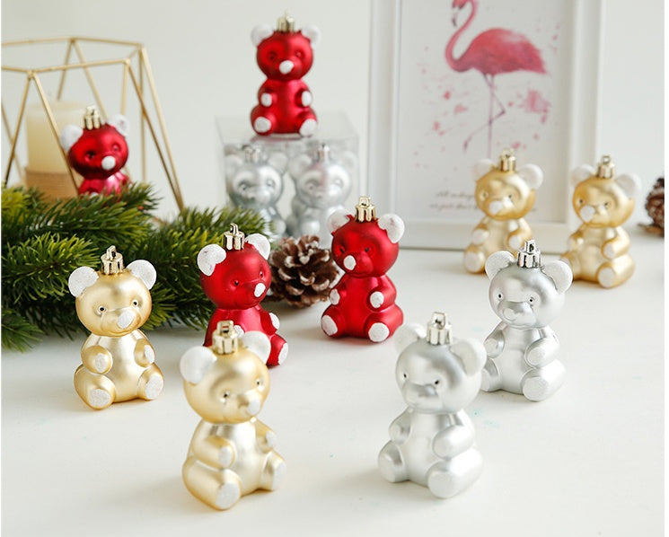 HKM-388179 Christmas Ornaments Set - Reindeer, Gingerbread Man, and Bear Charms in Various Colors