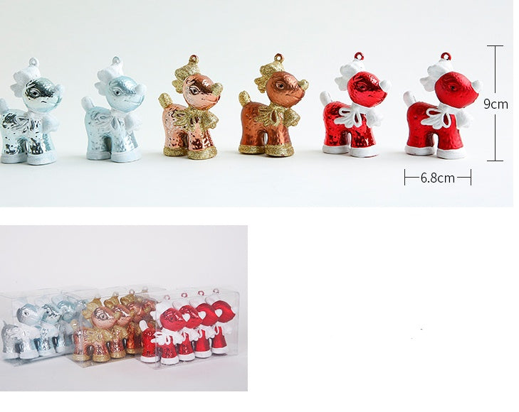 HKM-388179 Christmas Ornaments Set - Reindeer, Gingerbread Man, and Bear Charms in Various Colors