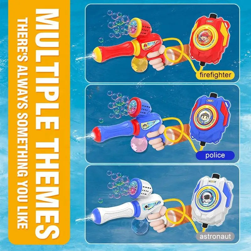 HKM-388243 2-in-1 Bubble Backpack Water Toy with Electric Blowing Function for Fun Summer Outdoor Play