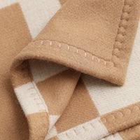 HKM-388243 Modern Solid Color Wool Nap Blanket - Gray & Camel for All Seasons