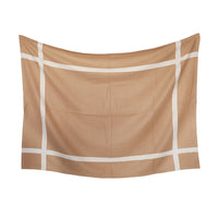 HKM-388243 Modern Solid Color Wool Nap Blanket - Gray & Camel for All Seasons