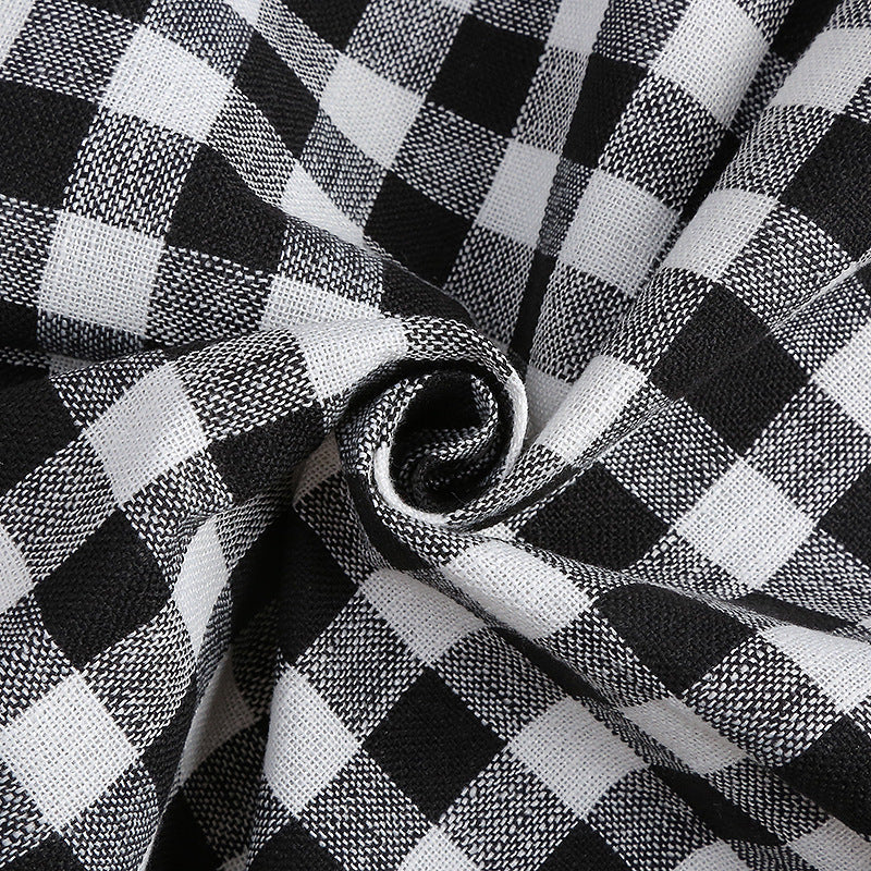 HKM-388243 Small Square Grid Polyester Fabric for Cushion Covers, Bags, and Accessories - 150cm Width