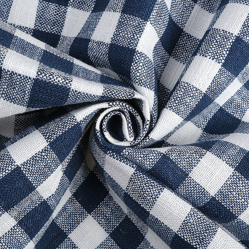 HKM-388243 Small Square Grid Polyester Fabric for Cushion Covers, Bags, and Accessories - 150cm Width