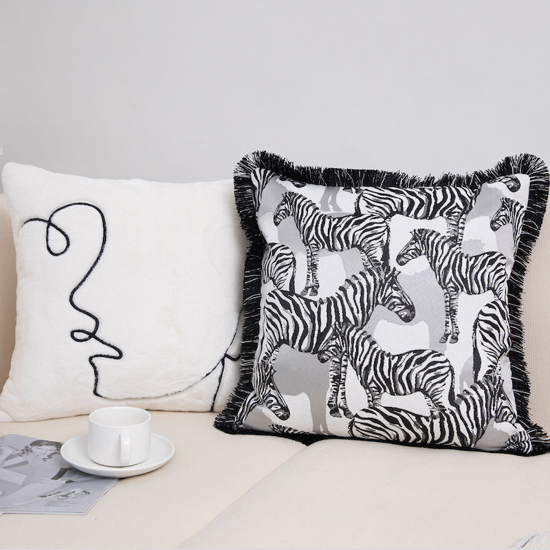 HKM-388371 French Style Geometric and Floral Pillow Cover for Living Room Sofa