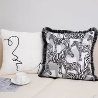 HKM-388371 French Style Geometric and Floral Pillow Cover for Living Room Sofa