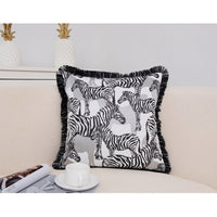 HKM-388371 French Style Geometric and Floral Pillow Cover for Living Room Sofa