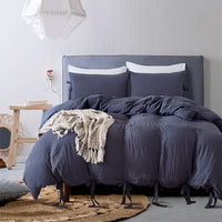 HKM-388371 Solid Color Polyester Fiber Bedding Set - American Twin, Queen & King Sizes Available