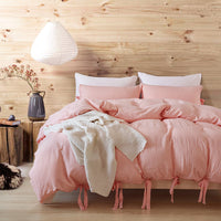 HKM-388371 Solid Color Polyester Fiber Bedding Set - American Twin, Queen & King Sizes Available