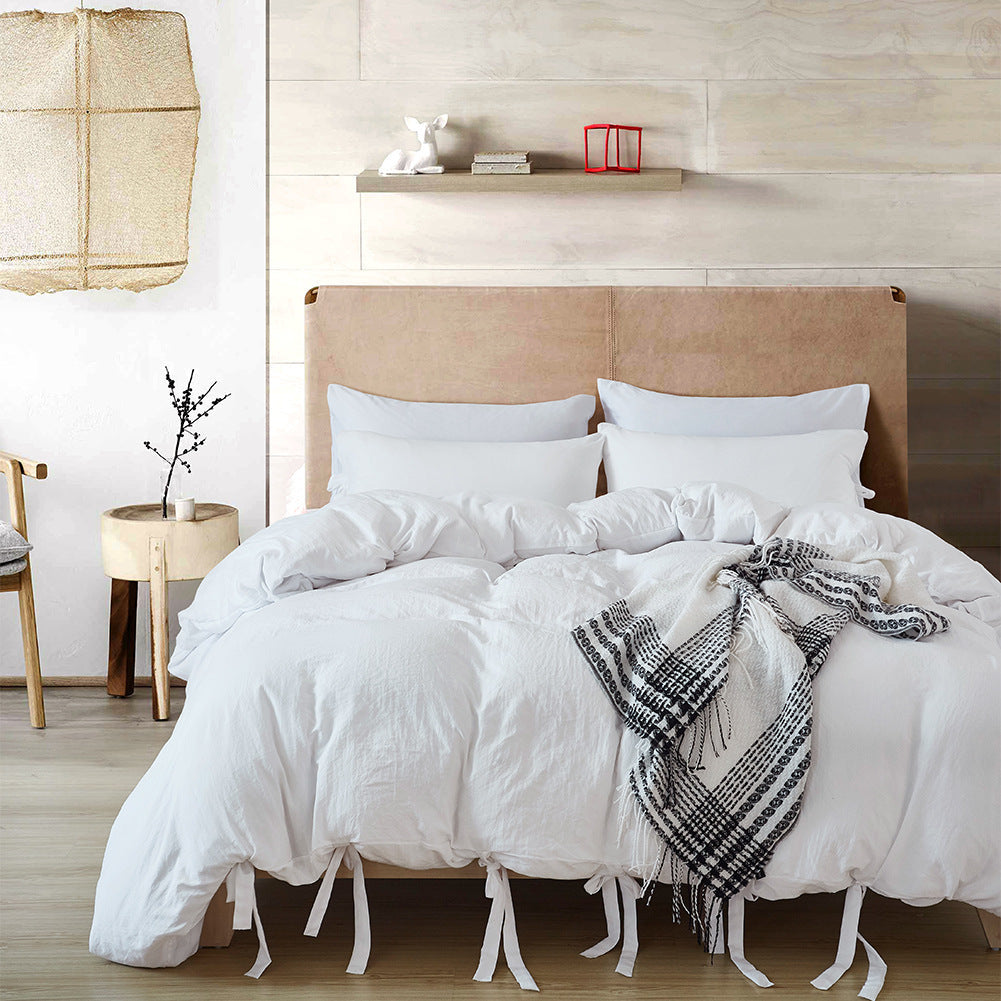 HKM-388371 Solid Color Polyester Fiber Bedding Set - American Twin, Queen & King Sizes Available