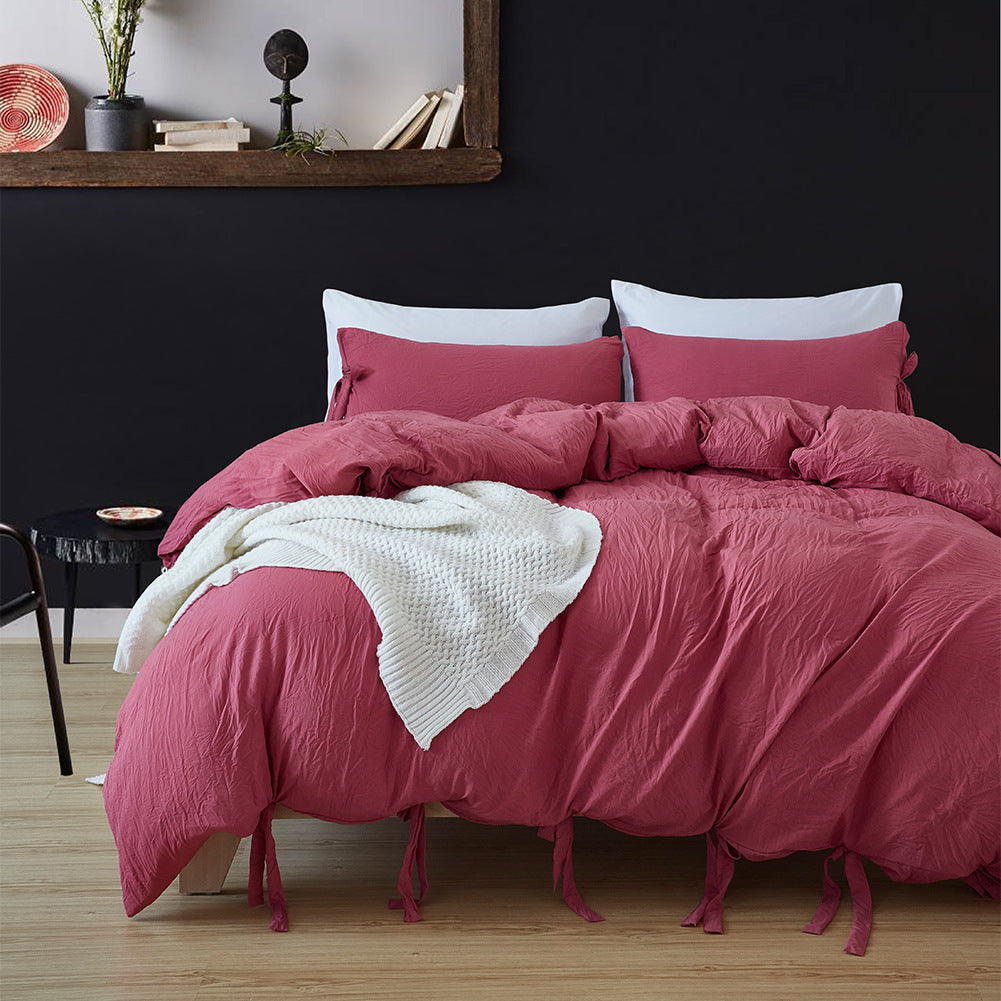 HKM-388371 Solid Color Polyester Fiber Bedding Set - American Twin, Queen & King Sizes Available