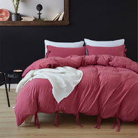 HKM-388371 Solid Color Polyester Fiber Bedding Set - American Twin, Queen & King Sizes Available