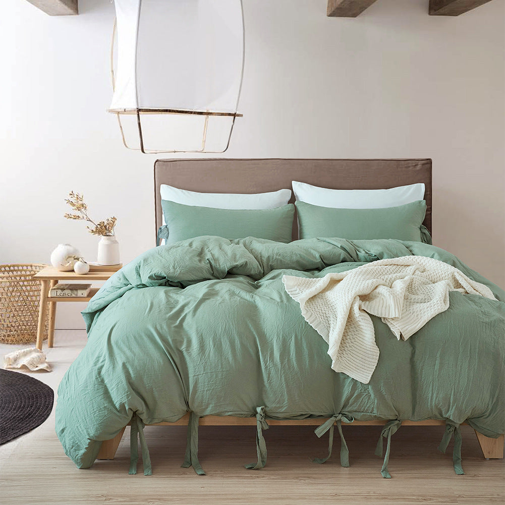 HKM-388371 Solid Color Polyester Fiber Bedding Set - American Twin, Queen & King Sizes Available
