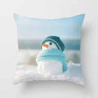 HKM-388627 Christmas Snowman Cushion Cover - Scandinavian Style Polyester Pillowcase 45x45cm