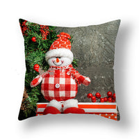 HKM-388627 Christmas Snowman Cushion Cover - Scandinavian Style Polyester Pillowcase 45x45cm